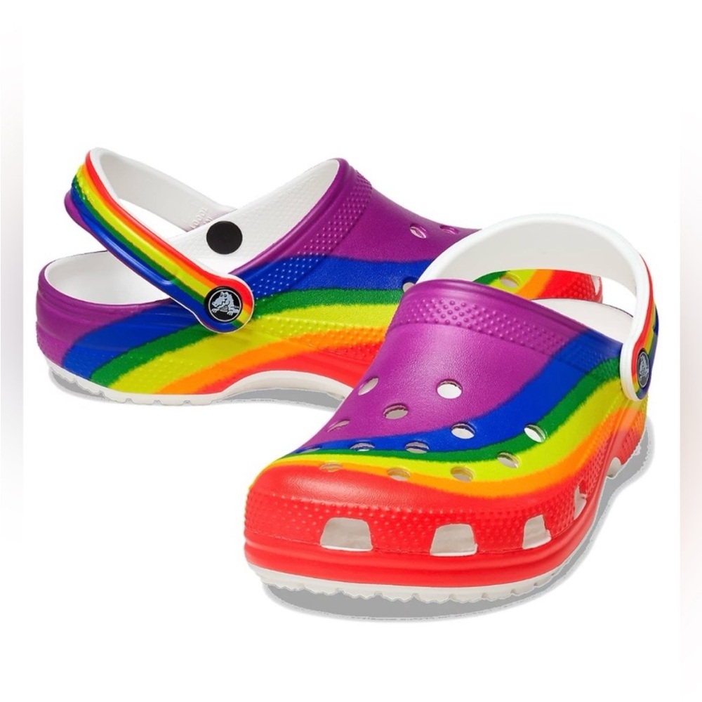 🌈 UNISEX CLASSIC RAINBOW‎ DYE CROC’s NWOT MEN 5 WOMEN 7 SLIP-ON BOATING GARDEN